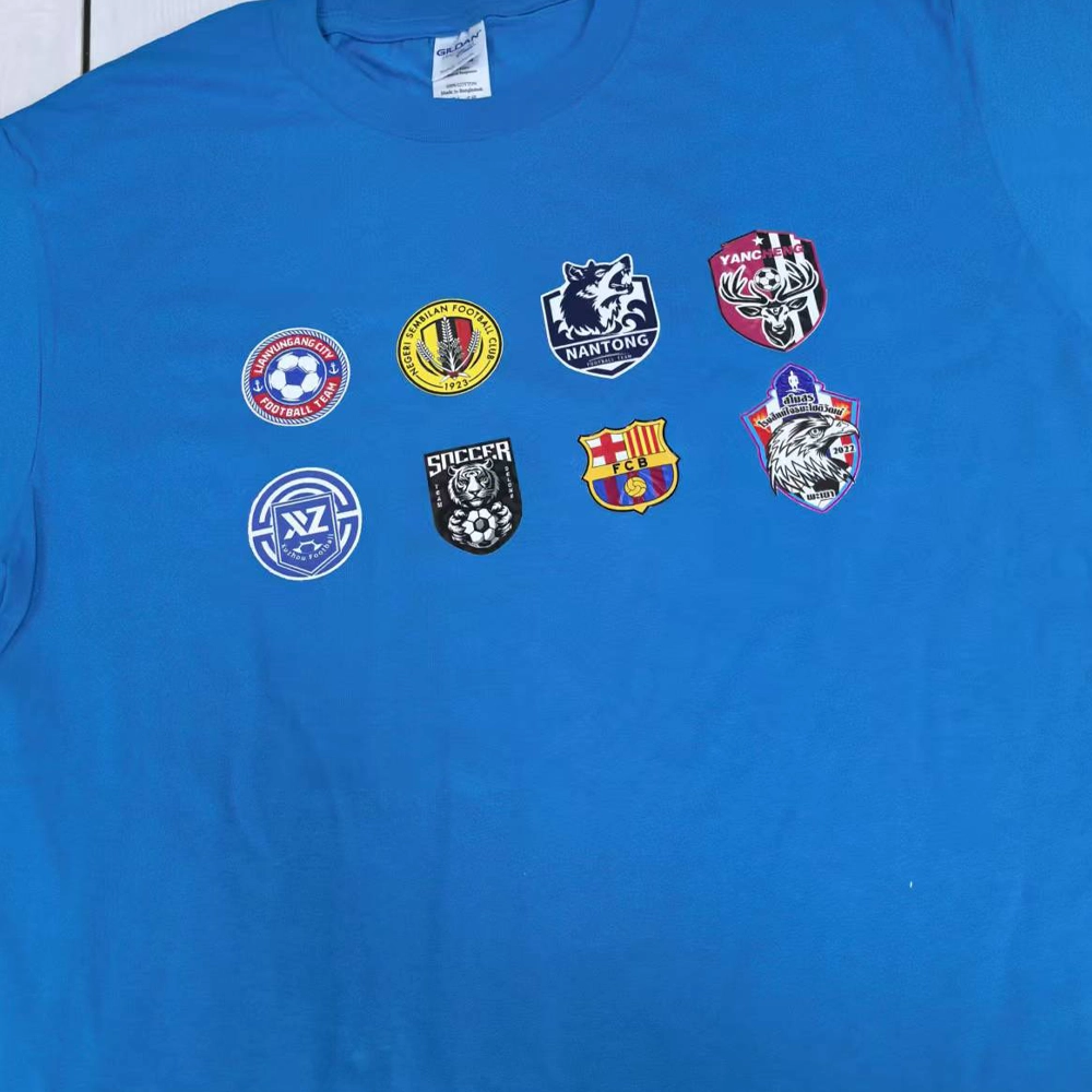 3D Raised Football Logo Transfer Process 3D raised football logo transfer being prepared on a heat press machine