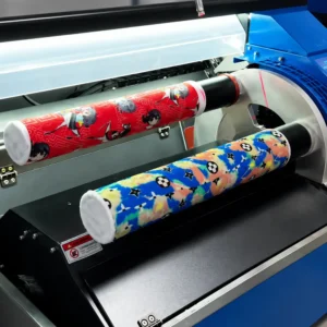 360° digital sock printer printing custom socks on rotating rollers