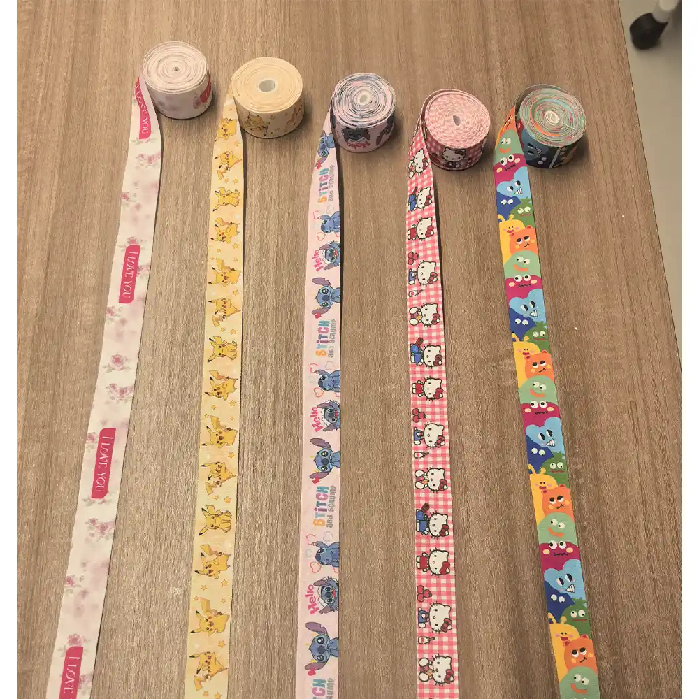 Colorful gradient ribbon and zipper tape printing