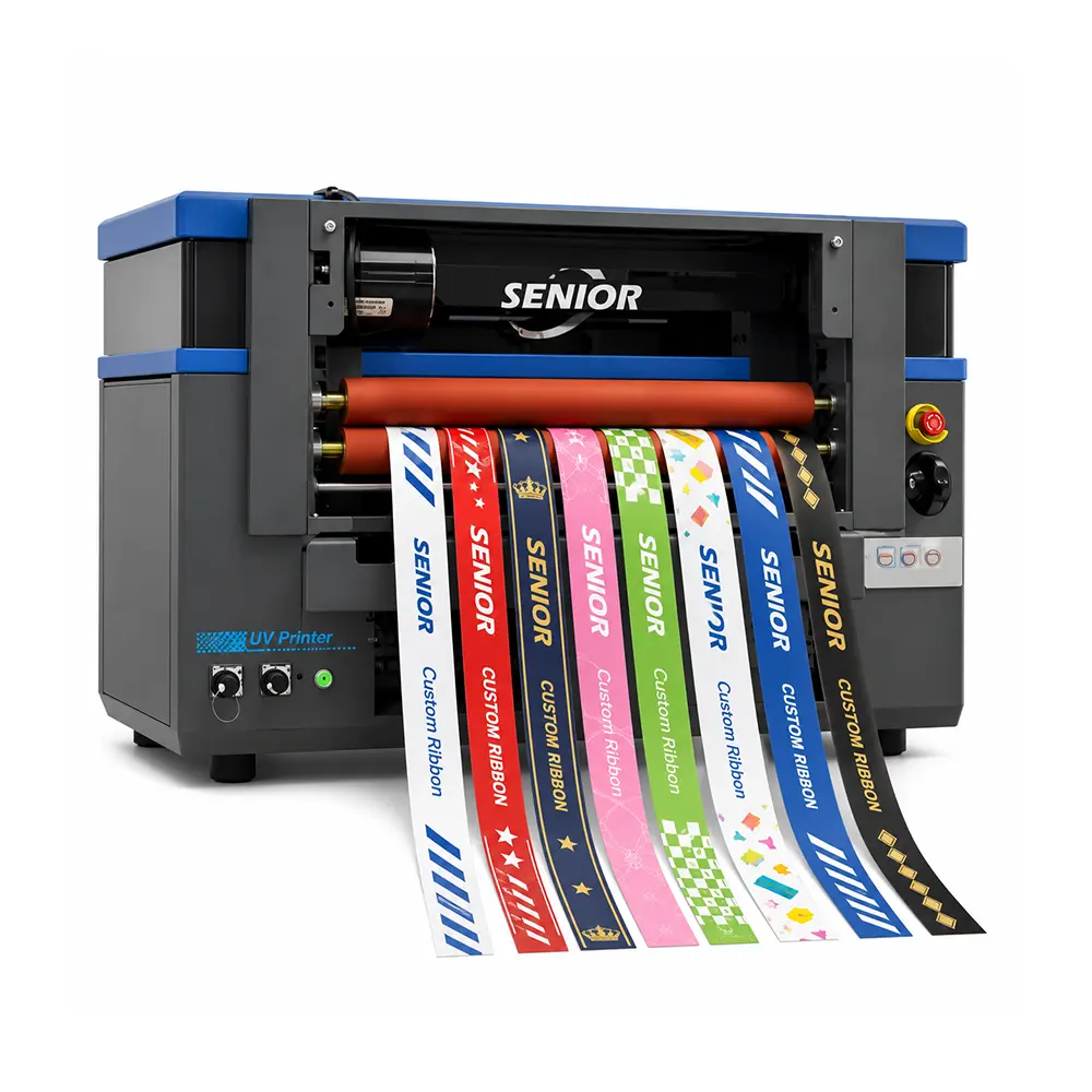Ribbon printing machine printing custom woven ribbons