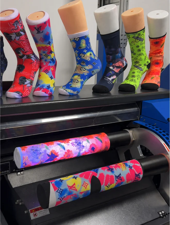 360 digital sock printer printing custom sports socks