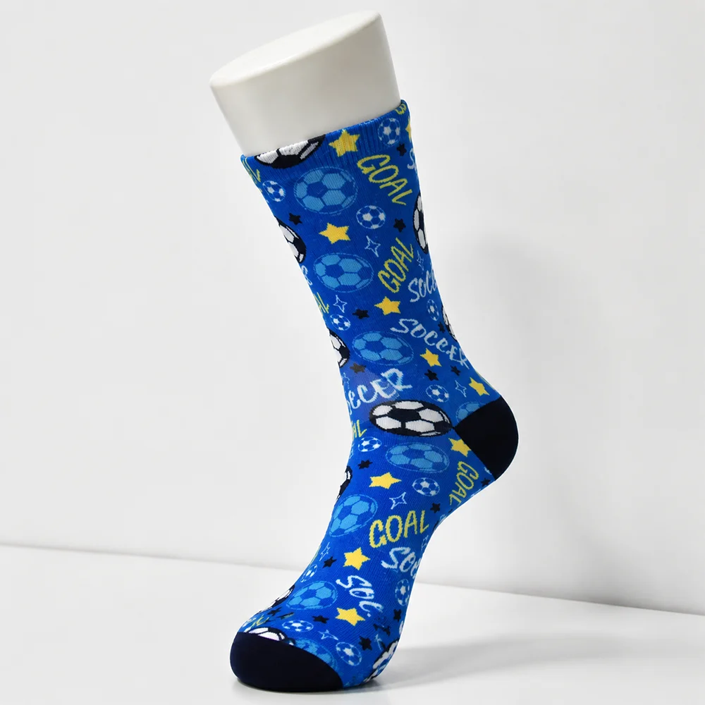 Polyester sock printing with colorful soccer pattern