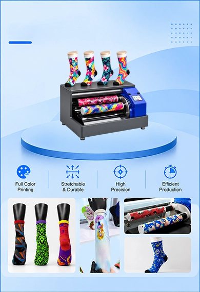 Digital Sock Printer Machine with Colorful Custom Printed Socks and Rotary Printing System